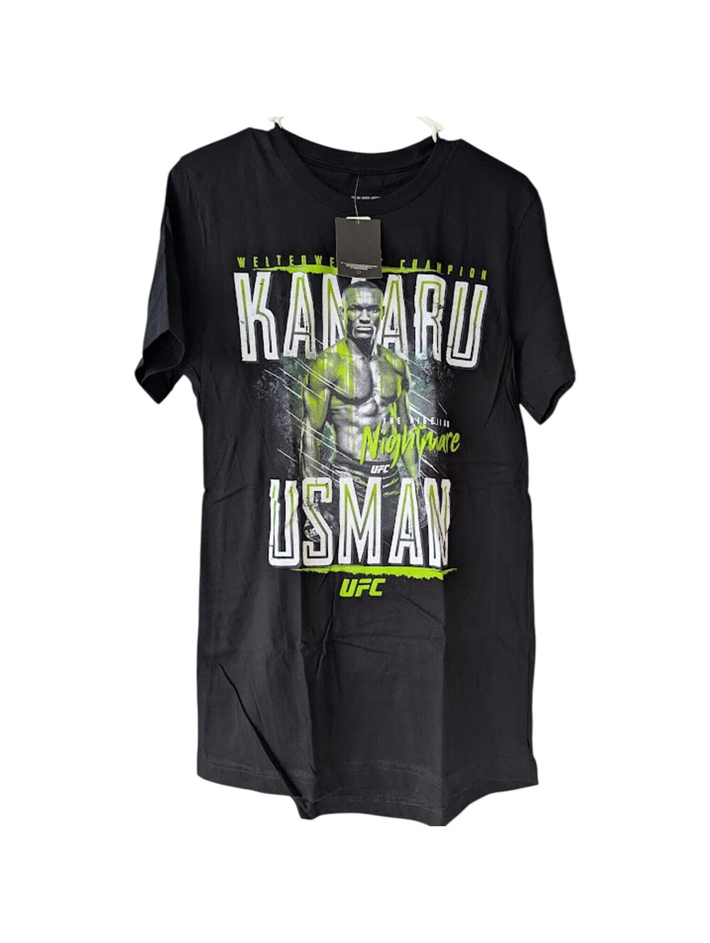 NWT UFC Kamaru Usman T Shirt Mens M Black Nigerian Nightmare Graphic Tee 18.5x30